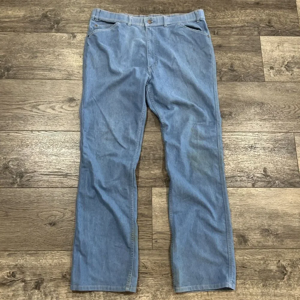 Vintage 70s Levis Orange Tab Skosh More Room Jeans Light Wash Denim Men's 42x34